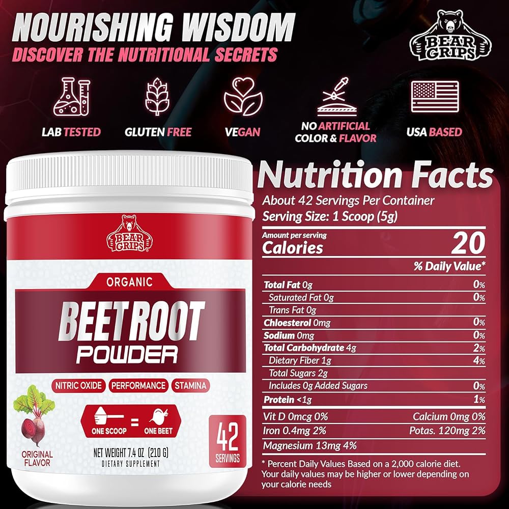Bear Grips Organic Beet Root Powder - 7.4 Ounce - image 2