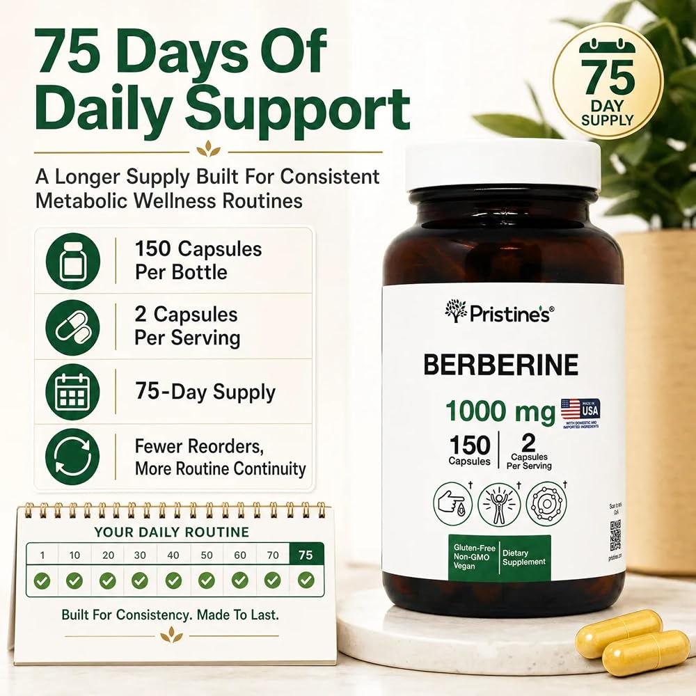 PRISTINE'S Berberine 1000mg Supplement Capsules - 150 Count - image 7