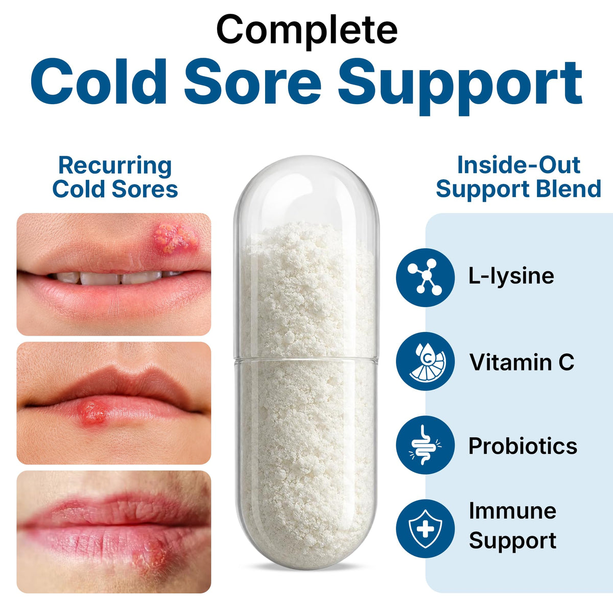 Clear Probiotics L-Lysine Cold Sore Treatment - 60 Capsules - image 2