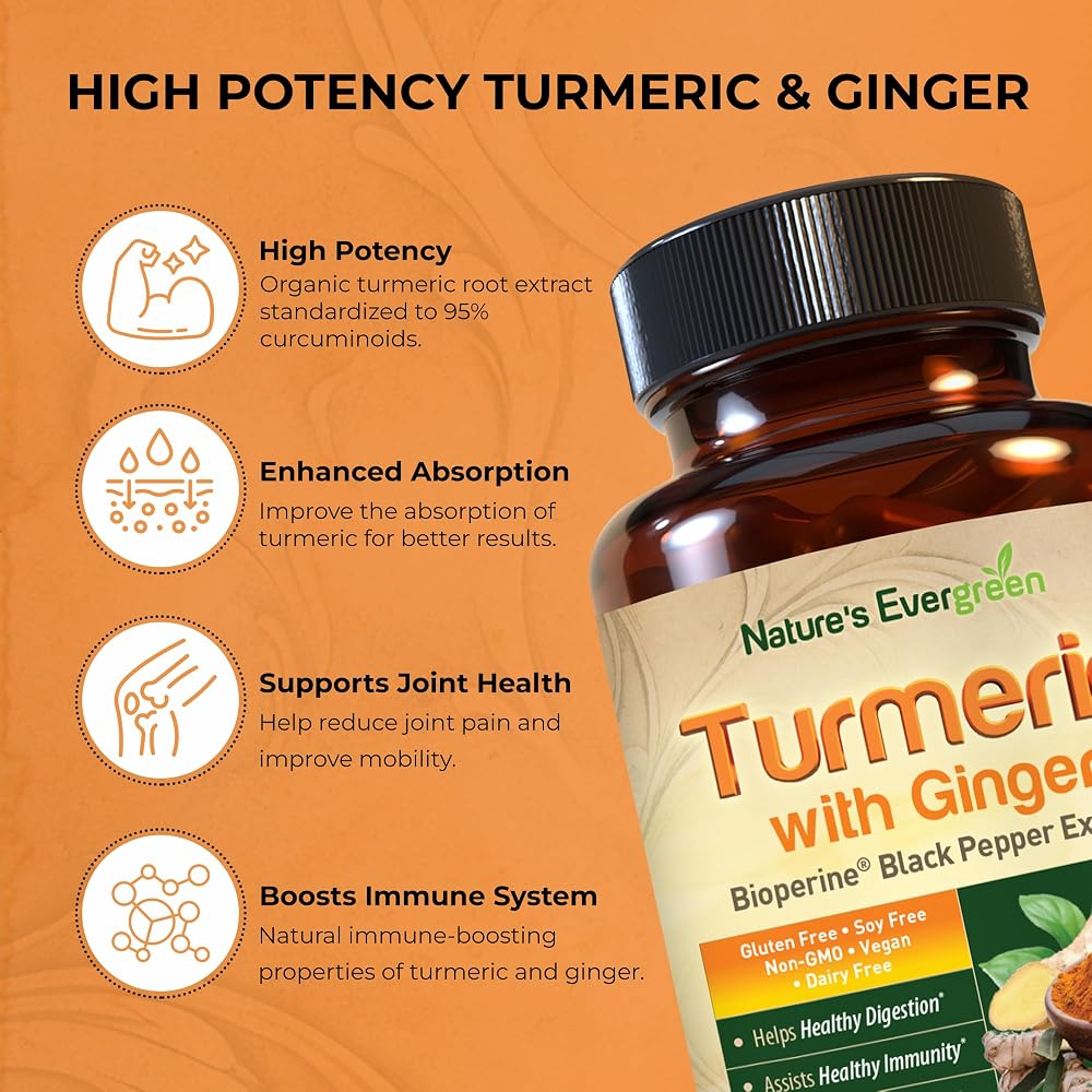 Nature's Evergreen Turmeric Ginger Joint Support - 90 Capsules - image 3