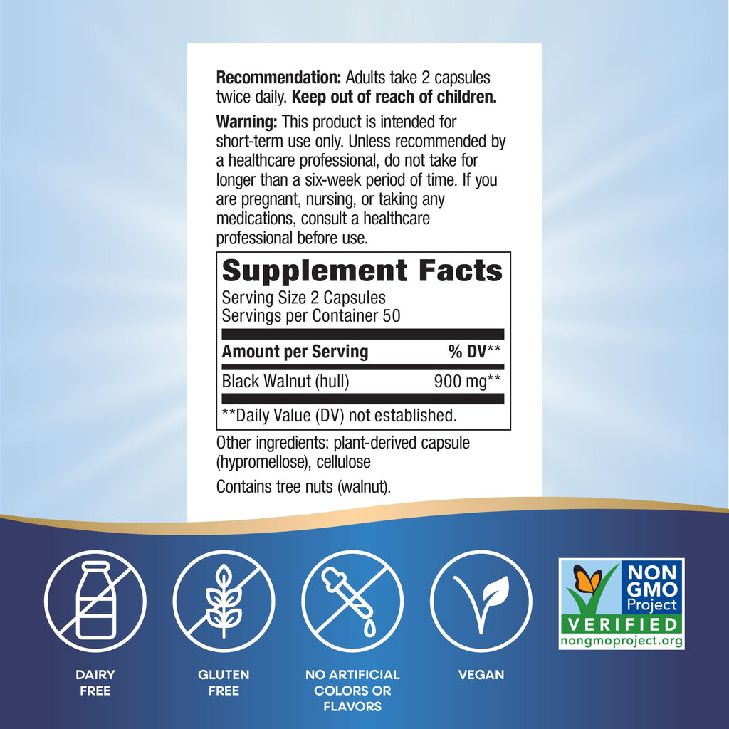 Nature's Way Black Walnut Hulls Capsules 900 mg - 100 Capsules - image 5
