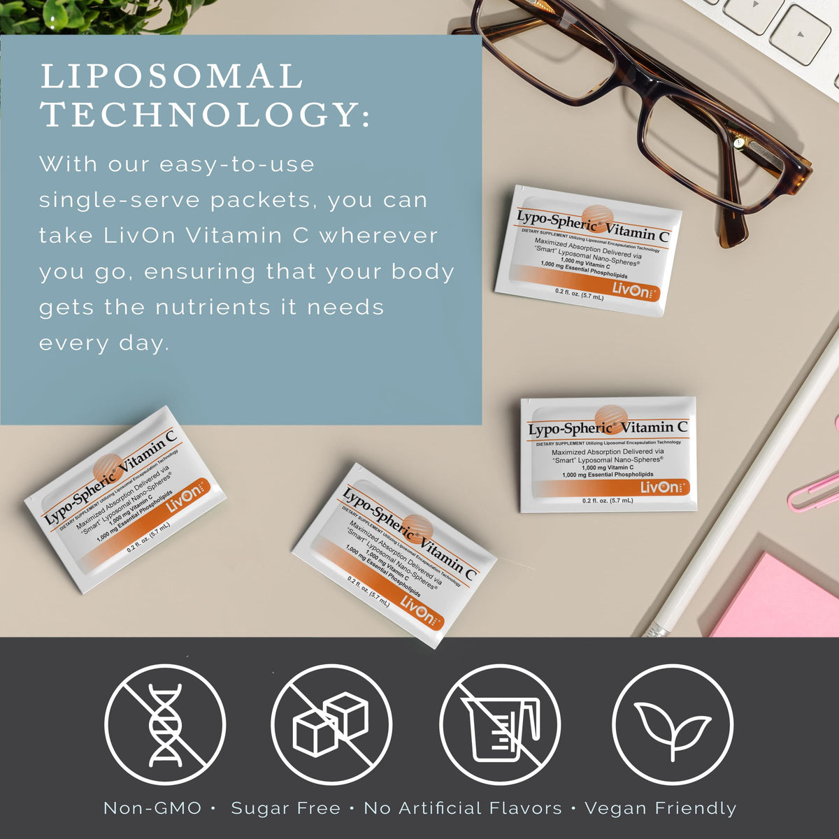 LivOn Laboratories Lypo-Spheric Vitamin C 1000 mg - 360 Packets - image 5