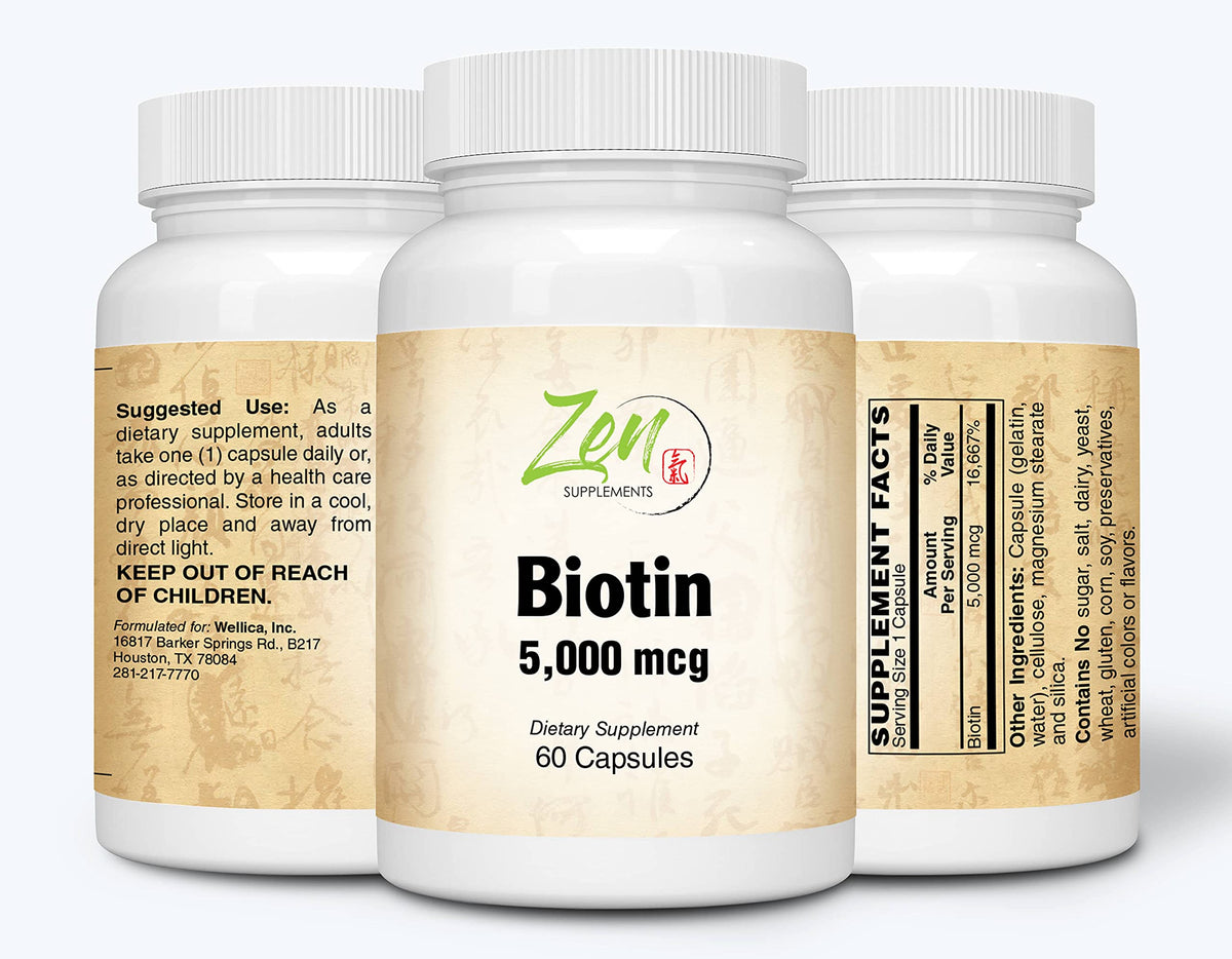 Zen Supplements High Potency Biotin 5,000mcg - 60 Vegetarian Capsules - image 4