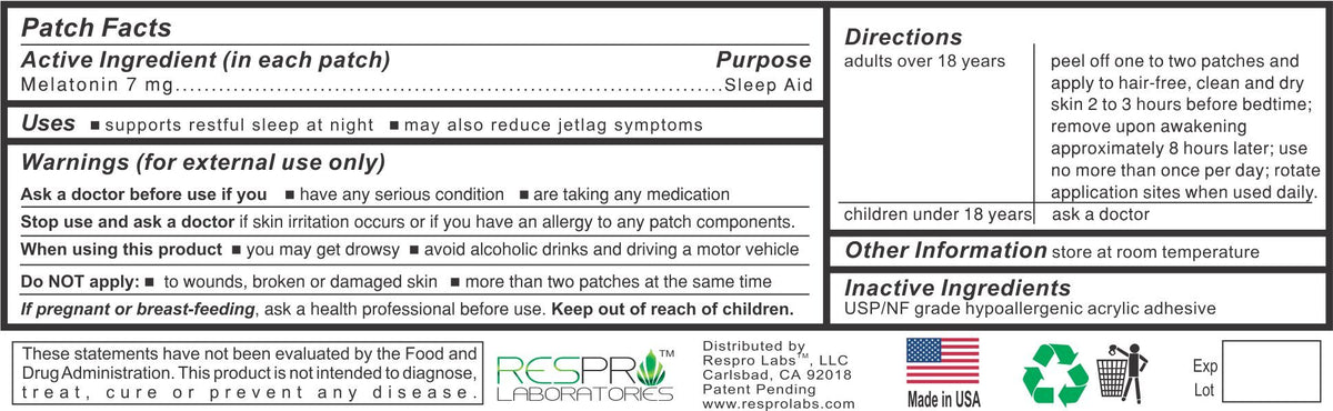 Respro Laboratories Natural Melatonin Patch 7 mg - 10 Patches - image 2
