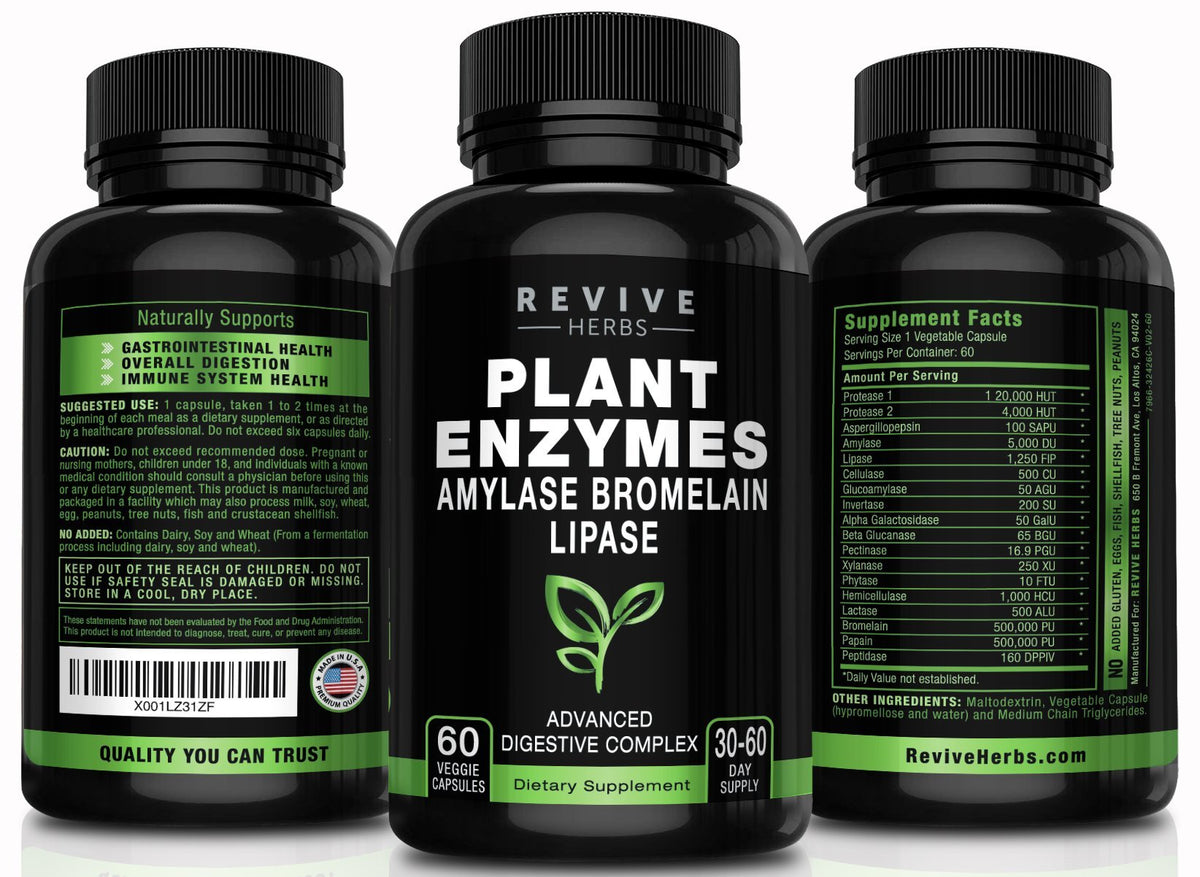 Revive Herbs Advanced Plant-Based Digestive Enzymes - 60 Capsules - image 4