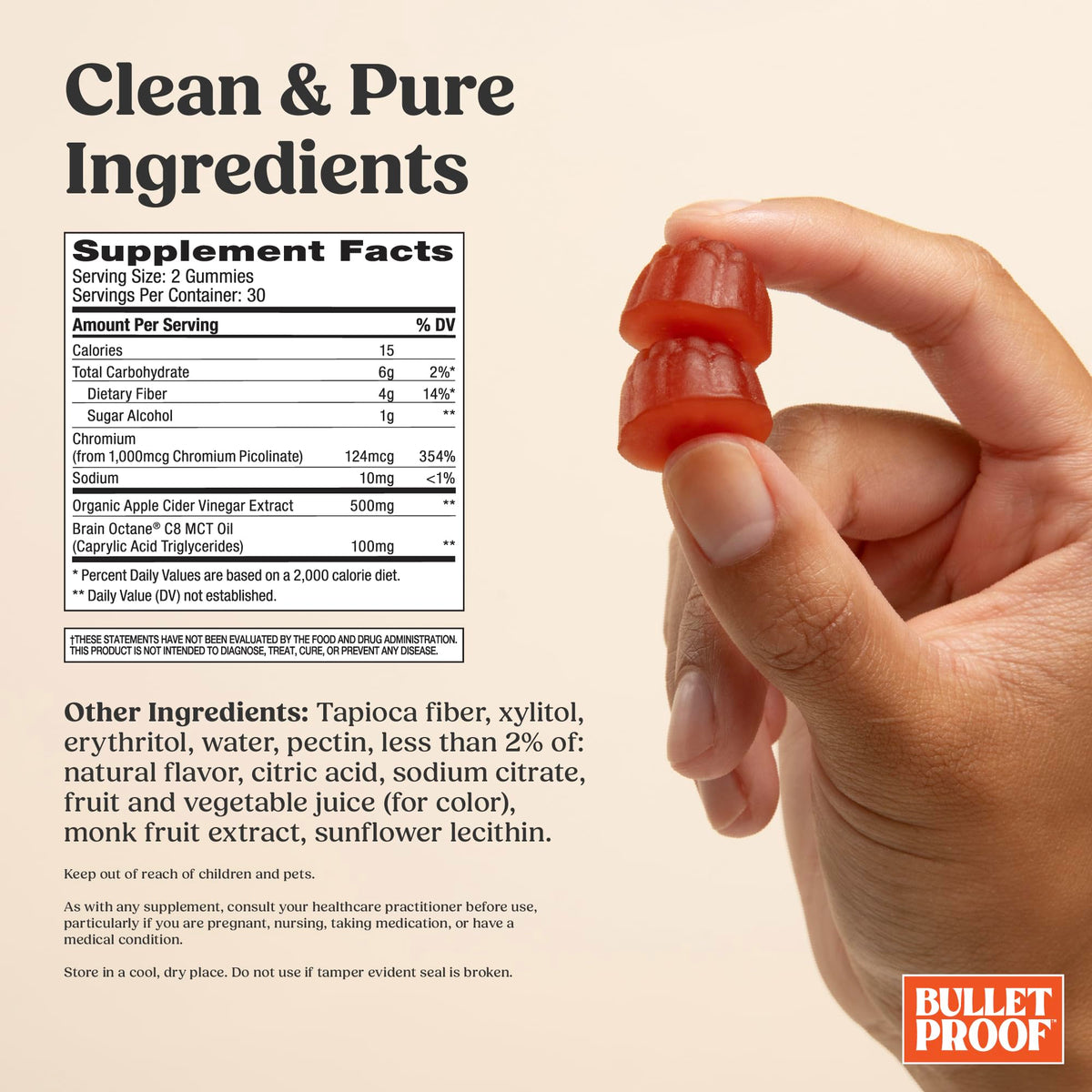 Bulletproof Apple Cider Vinegar Max Sugar-Free Gummies - 60 Count - image 2