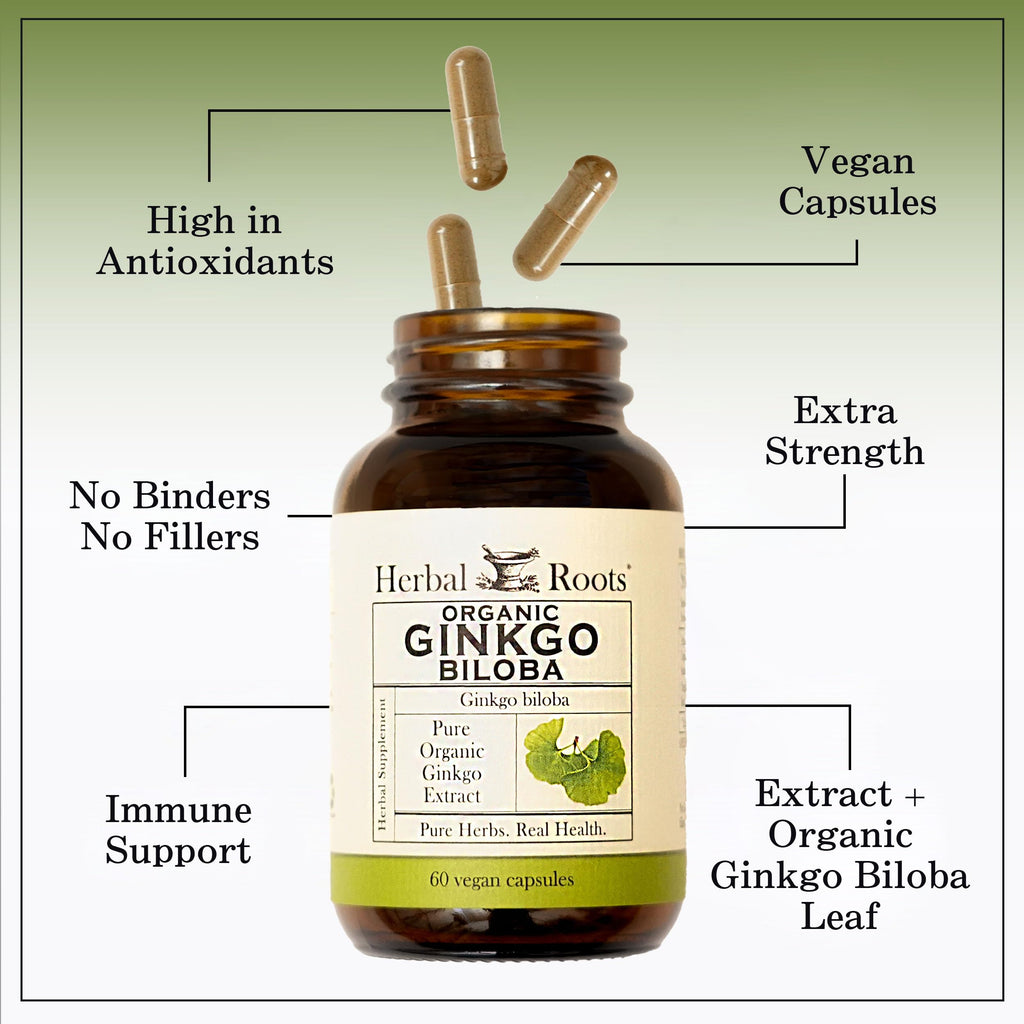 Herbal Roots Organic Ginkgo Biloba Brain & Memory Support - 60 Capsules - image 4