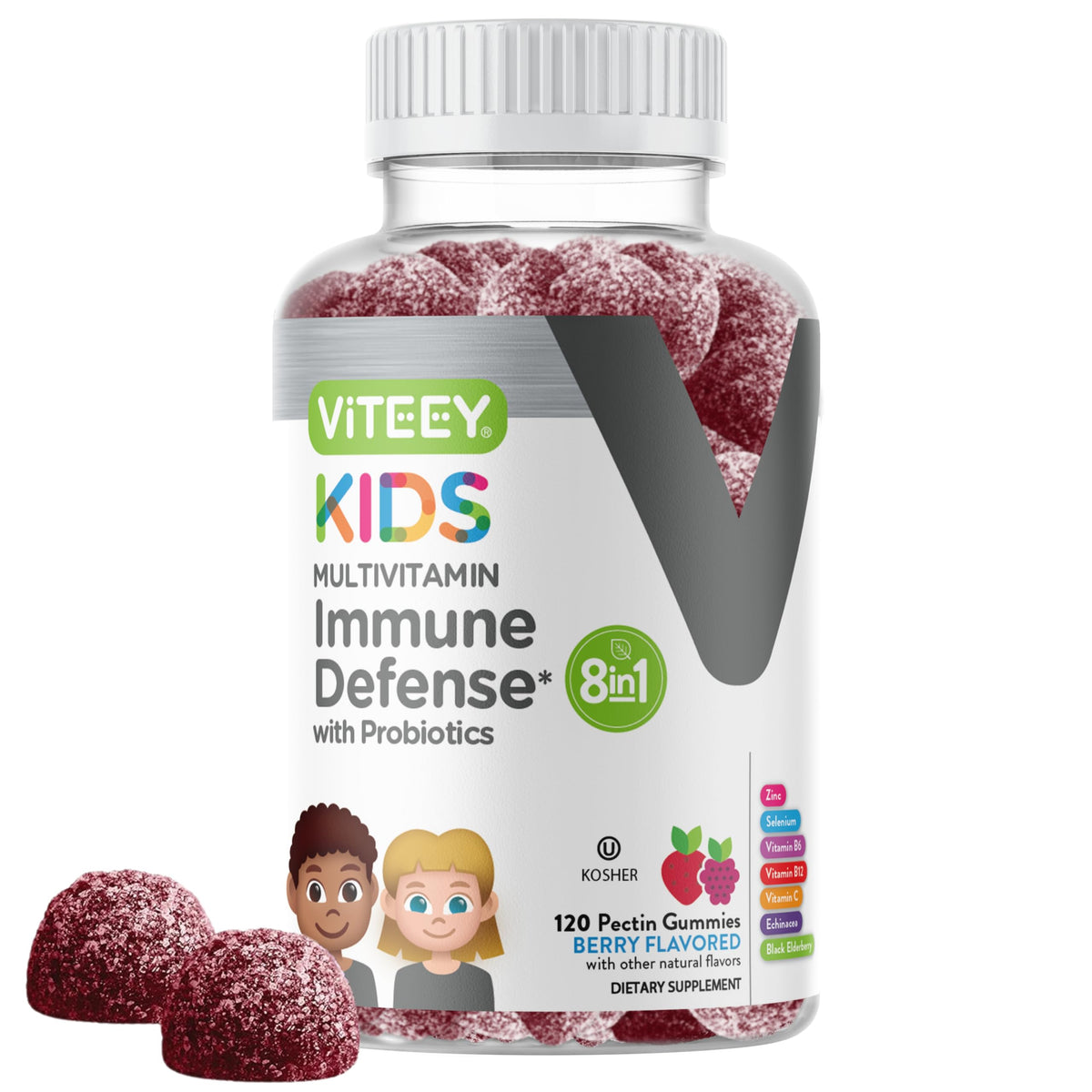 Viteey Kids Multivitamin Gummies with Probiotics - 120 Gummies