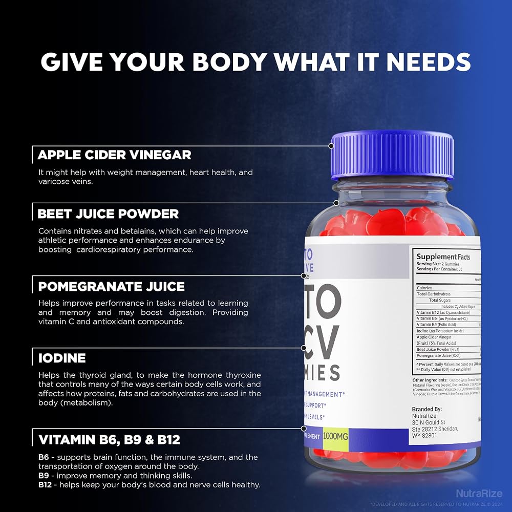 NutraRize Keto Thrive ACV Gummies Apple Cider Vinegar - 60 Gummies - image 5