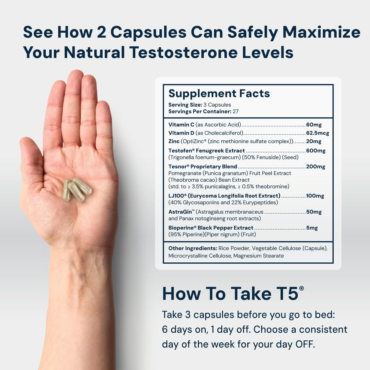 HPN T(5) Testosterone Support for Energy & Endurance - 81 Capsules - image 3