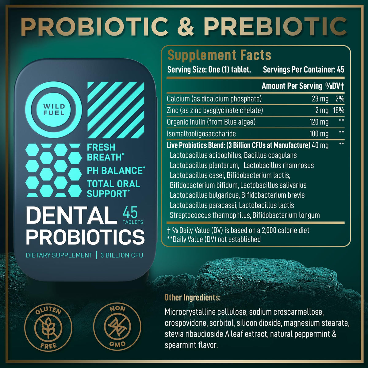 WILD FUEL Lactobacillus Salivarius Oral Probiotics 3BN CFU - 45 Tablets - image 5