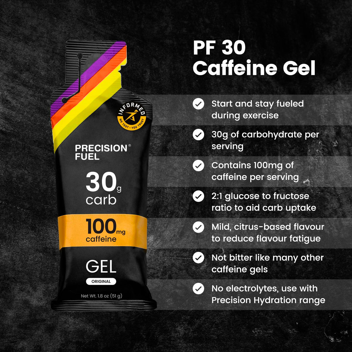 Precision Fuel PF30 Caffeine Energy Gel - Mild Flavour Running Gels