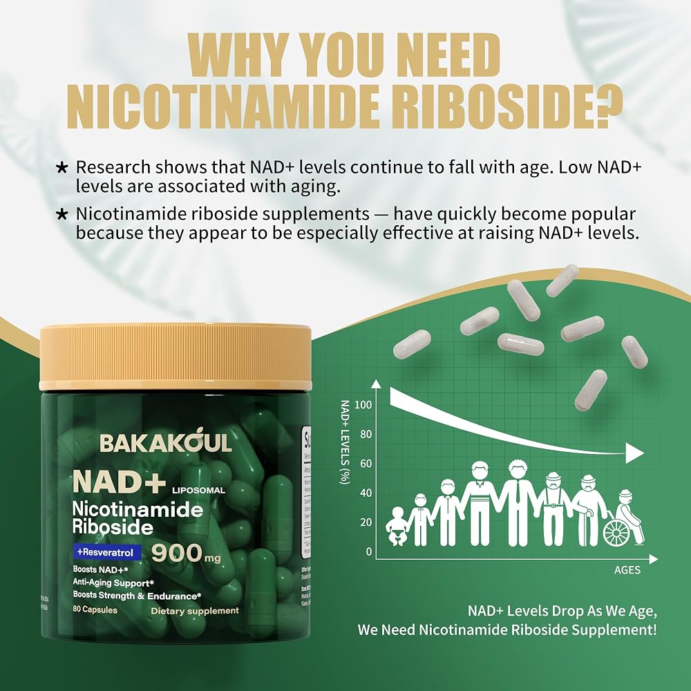 BAKAKOUL NAD Supplement with Resveratrol - 80 Capsules - image 7