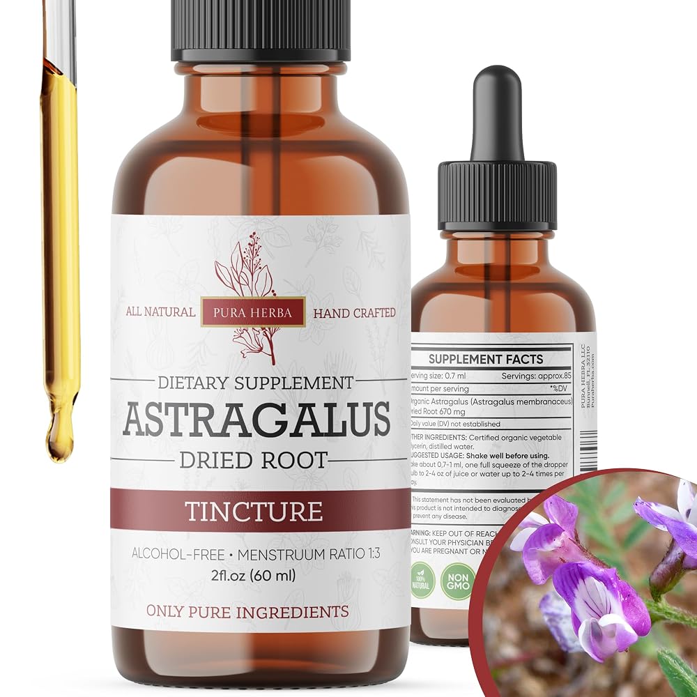 Pura Herba Organic Astragalus Tincture Immune Support - 2 Fl Oz