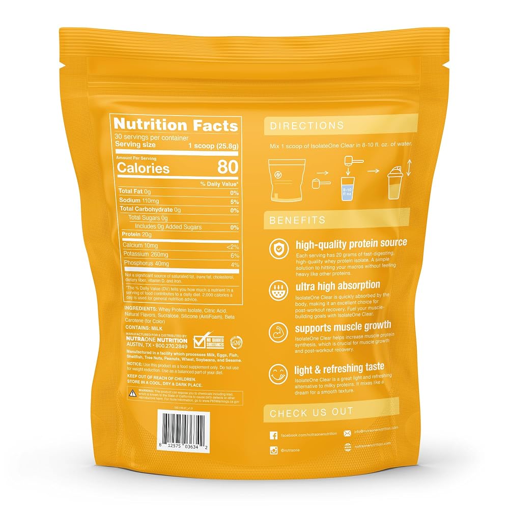 NutraOne Clear Whey Protein Powder Drink Mix