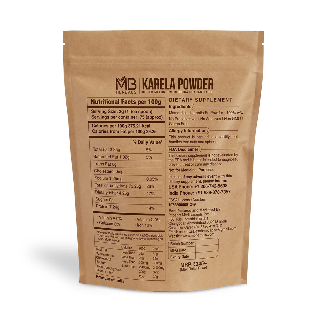 MB Herbals De-Seeded Karela Powder 8 oz / 227 Gram (0.5 lb)