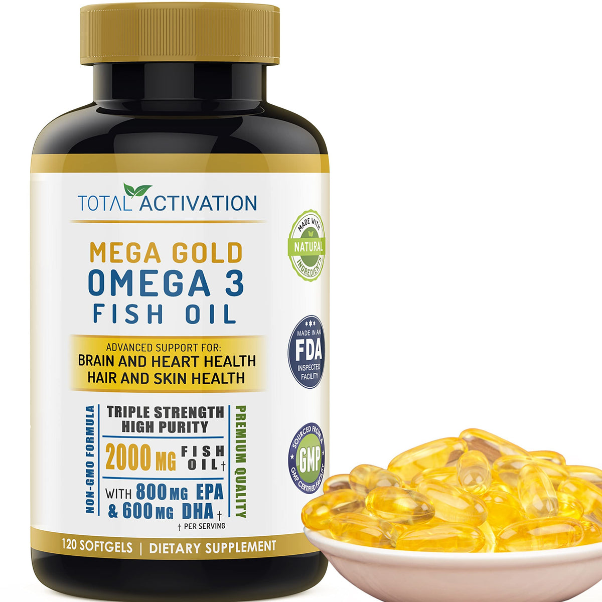Total Activation Omega 3 Fish Oil 2000mg EPA DHA - 120 Softgels