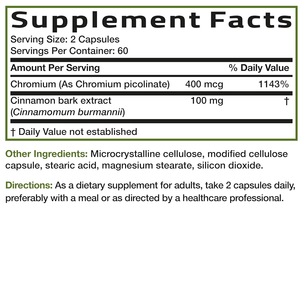 Bronson Capsule Cinnamon High Potency Chromium Soy , Gluten Free