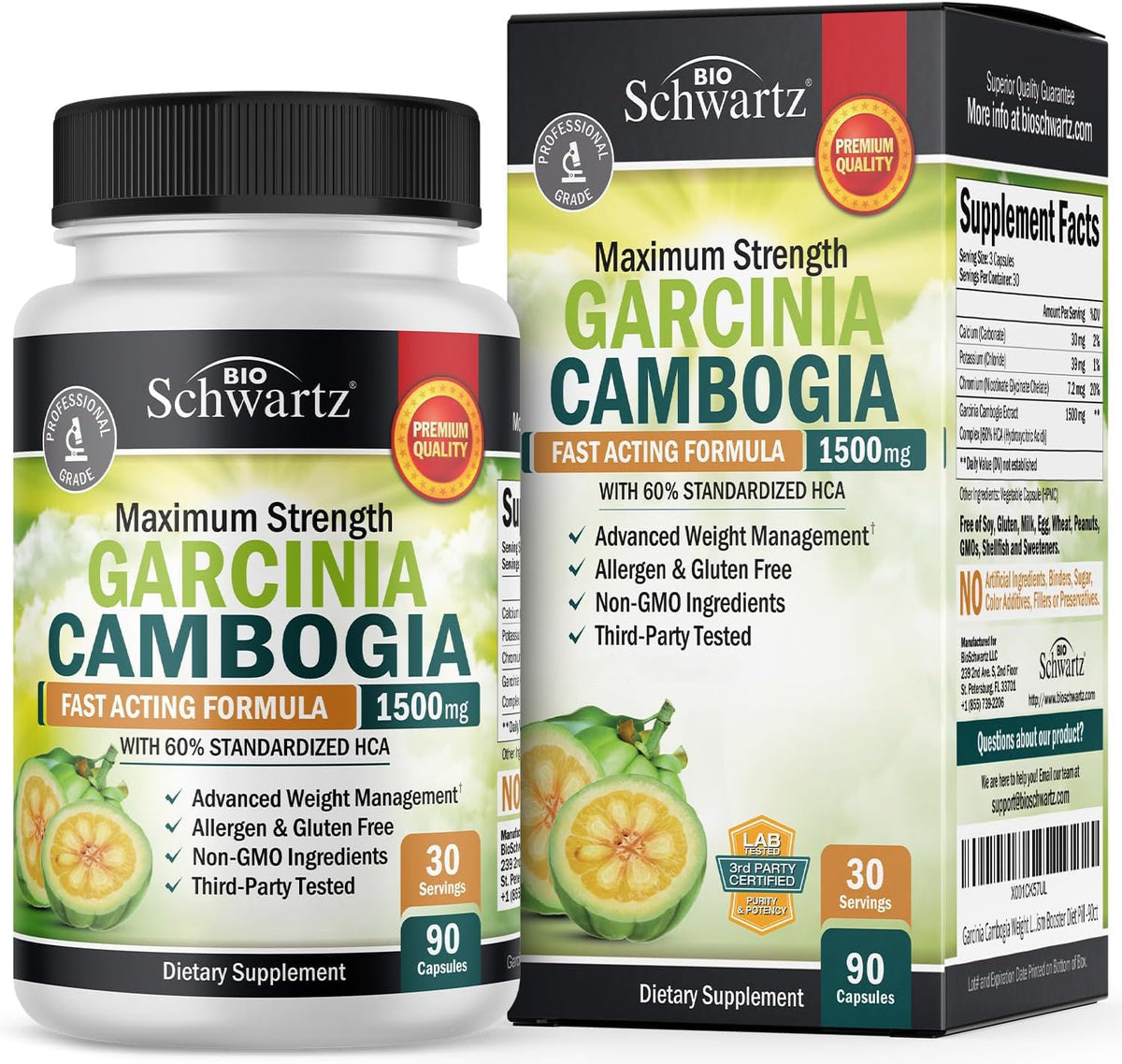 BioSchwartz Garcinia Cambogia Weight Loss Pills - Maximum Strength