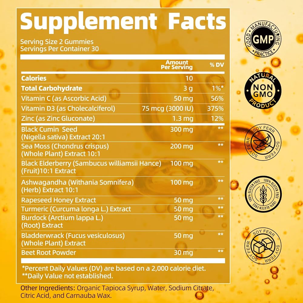 B BEWORTHS Black Seed Oil & Sea Moss Gummies