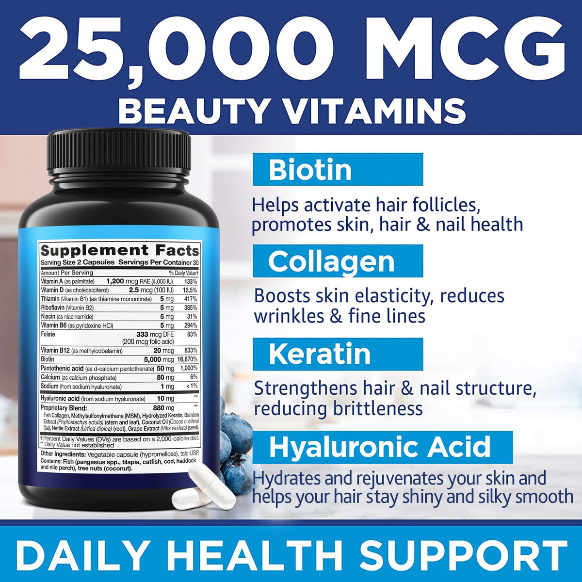 MOREX VITAMINS Biotin Collagen Keratin Supplement