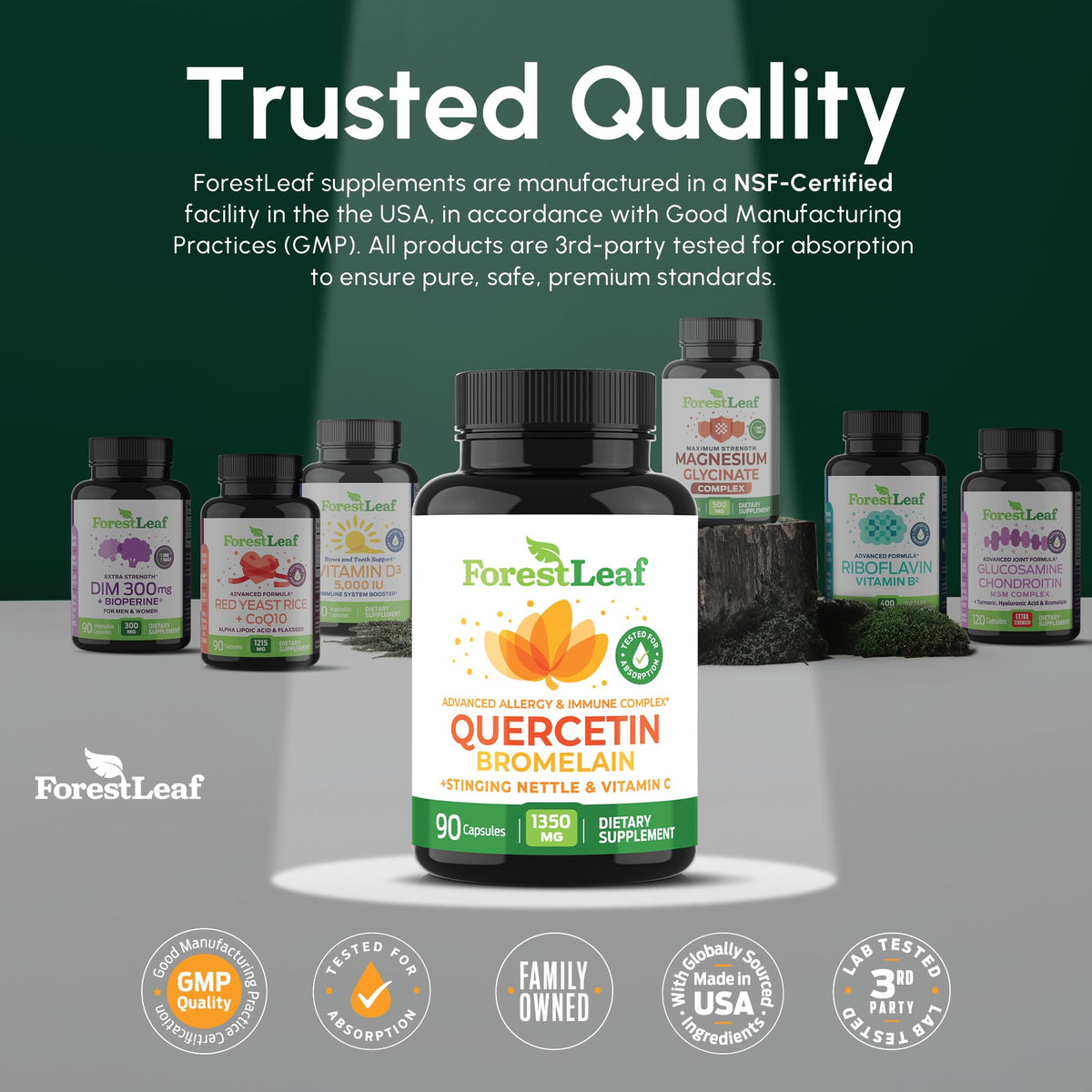 ForestLeaf Quercetin with Bromelain 1350mg - Blend with Vitamin C