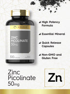 Carlyle Zinc Picolinate 50mg Capsules - 300 Count - image 3