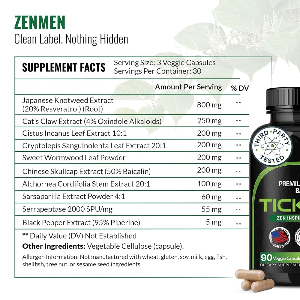 Zenmen Tick Immune Support Supplement - 90 Capsules - image 3