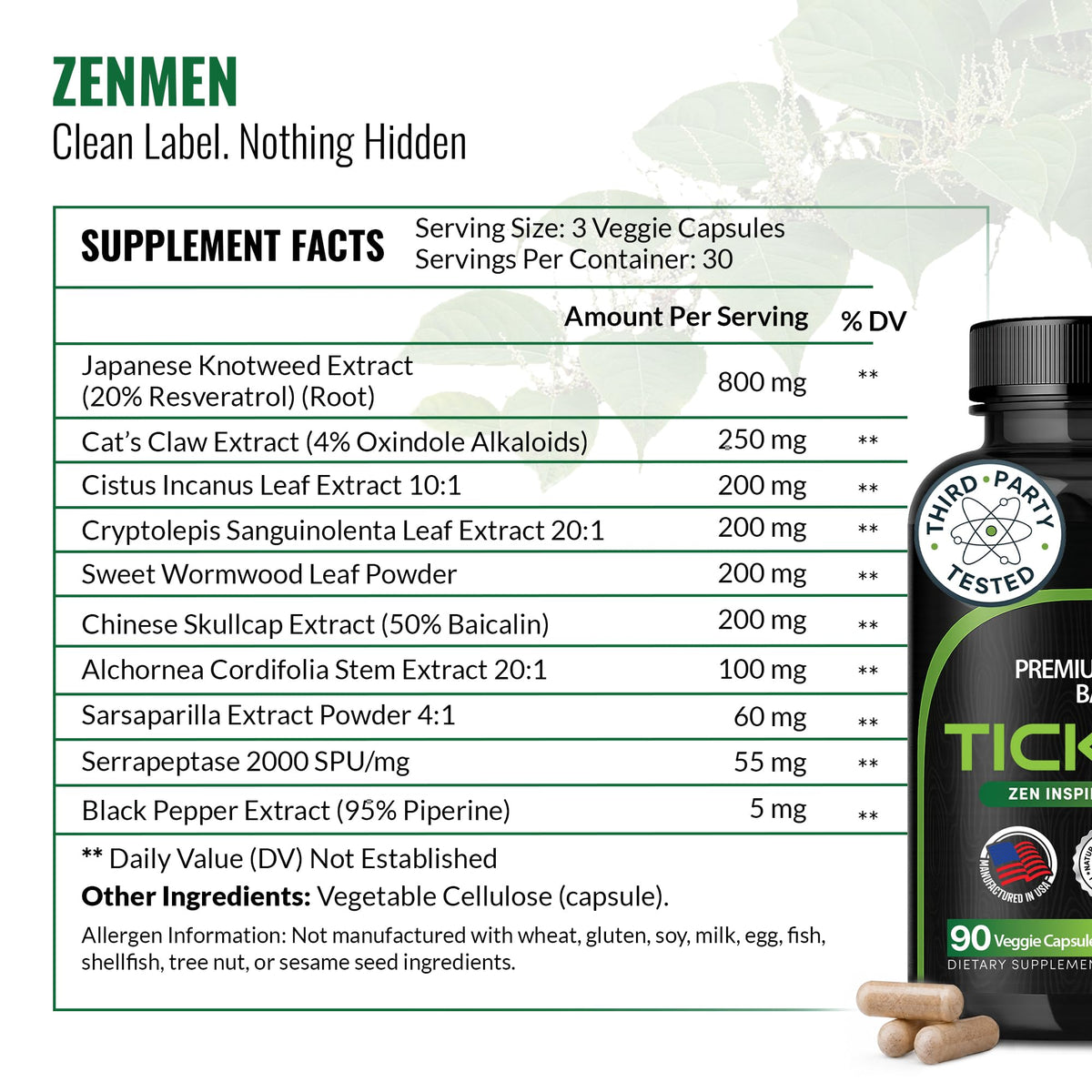Zenmen Tick Immune Support Supplement - 90 Capsules - image 3