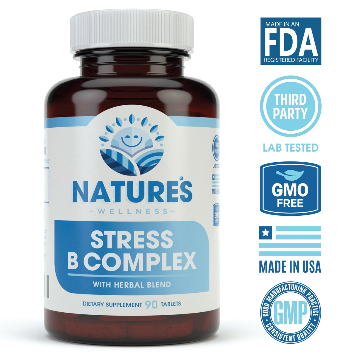 Natures Wellness Vitamin B Complex Stress Relief - 90 Tablets - image 2