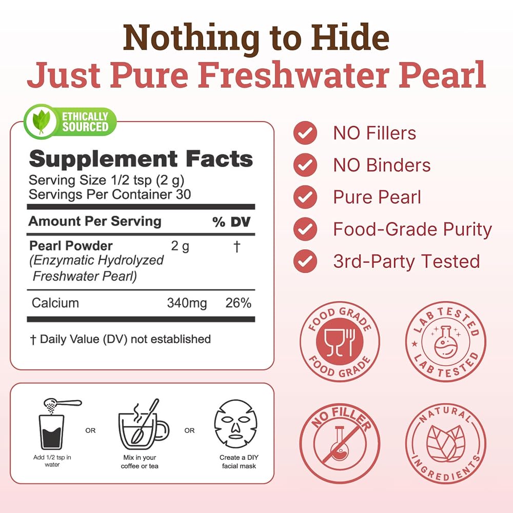 Nourishing Nutrients Pearl Powder Organic for Skin & Teeth - 60g - image 3