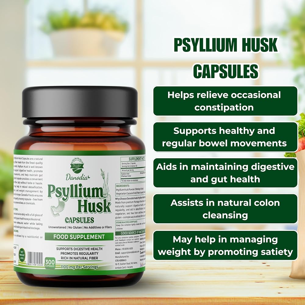 Danodia Foods Psyllium Husk Capsules - 300 Vegetarian Capsules - image 4
