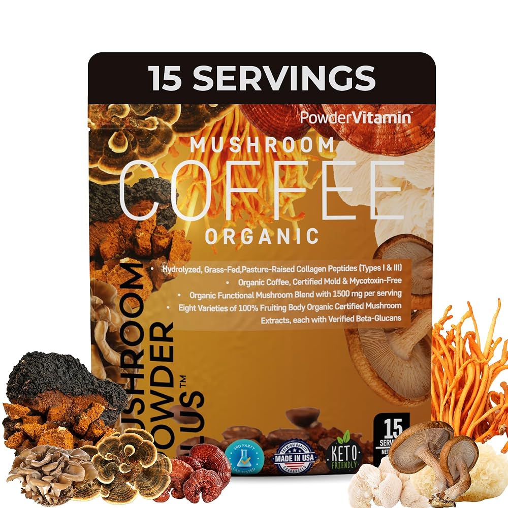 PowderVitamin Organic Mushroom Grass-Fed Collagen Types I & III