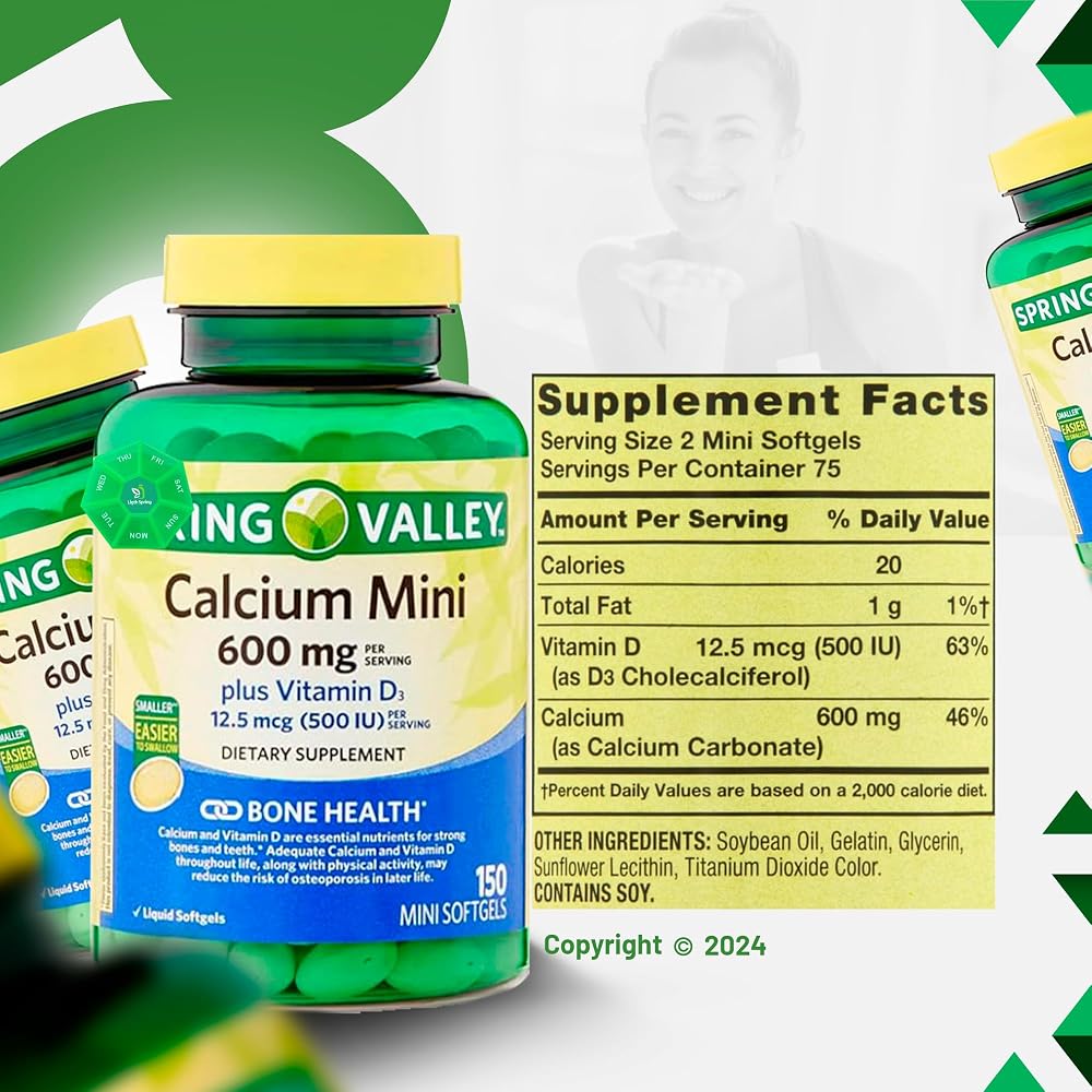 LightSpring Calcium 600mg Plus Vitamin D3 - 150 Softgels - image 4