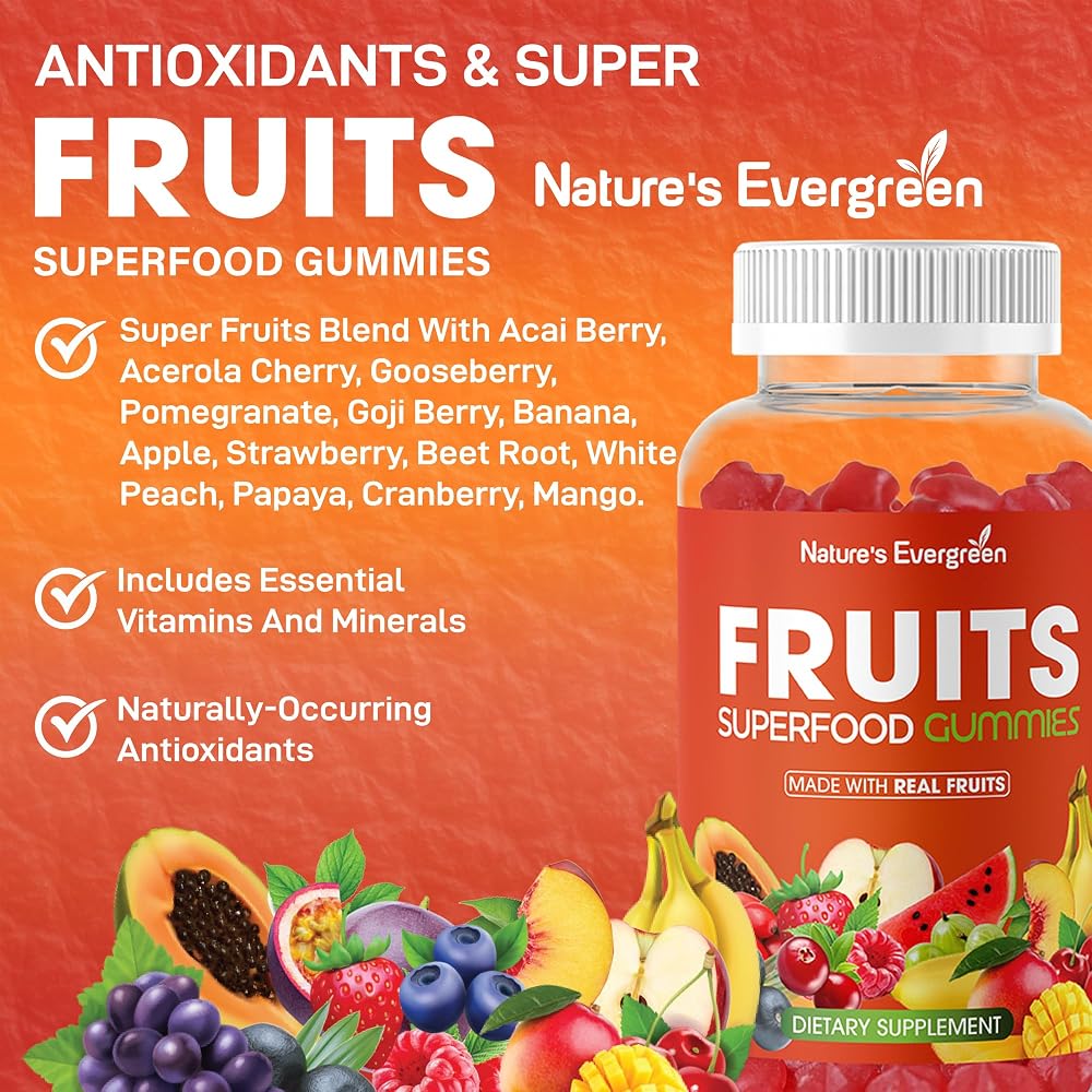 Nature's Evergreen Fruits and Veggies Superfood Gummies - 120 Gummies - image 5