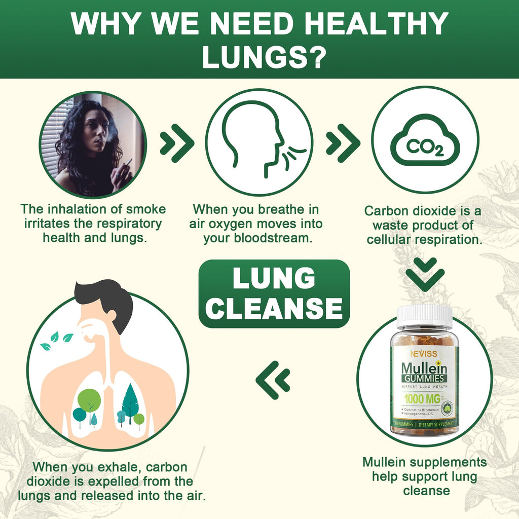 NEVISS Mullein Leaf Extract 1000mg for Lung Cleanse