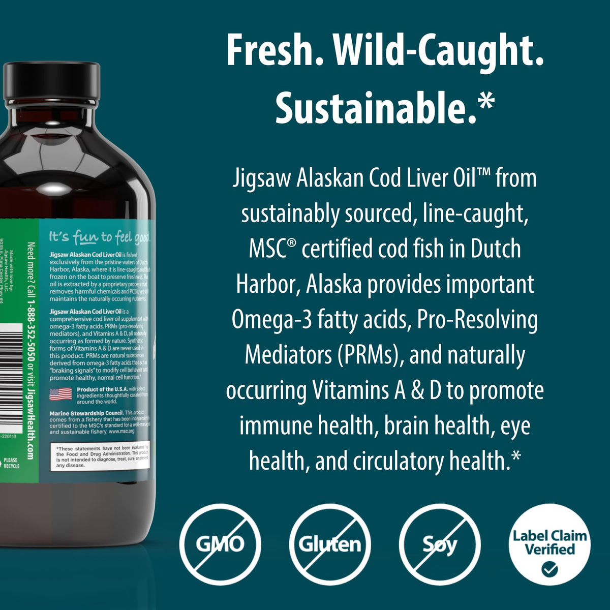 Jigsaw Health Alaskan Cod Liver Oil Liquid - 48 Servings - image 3
