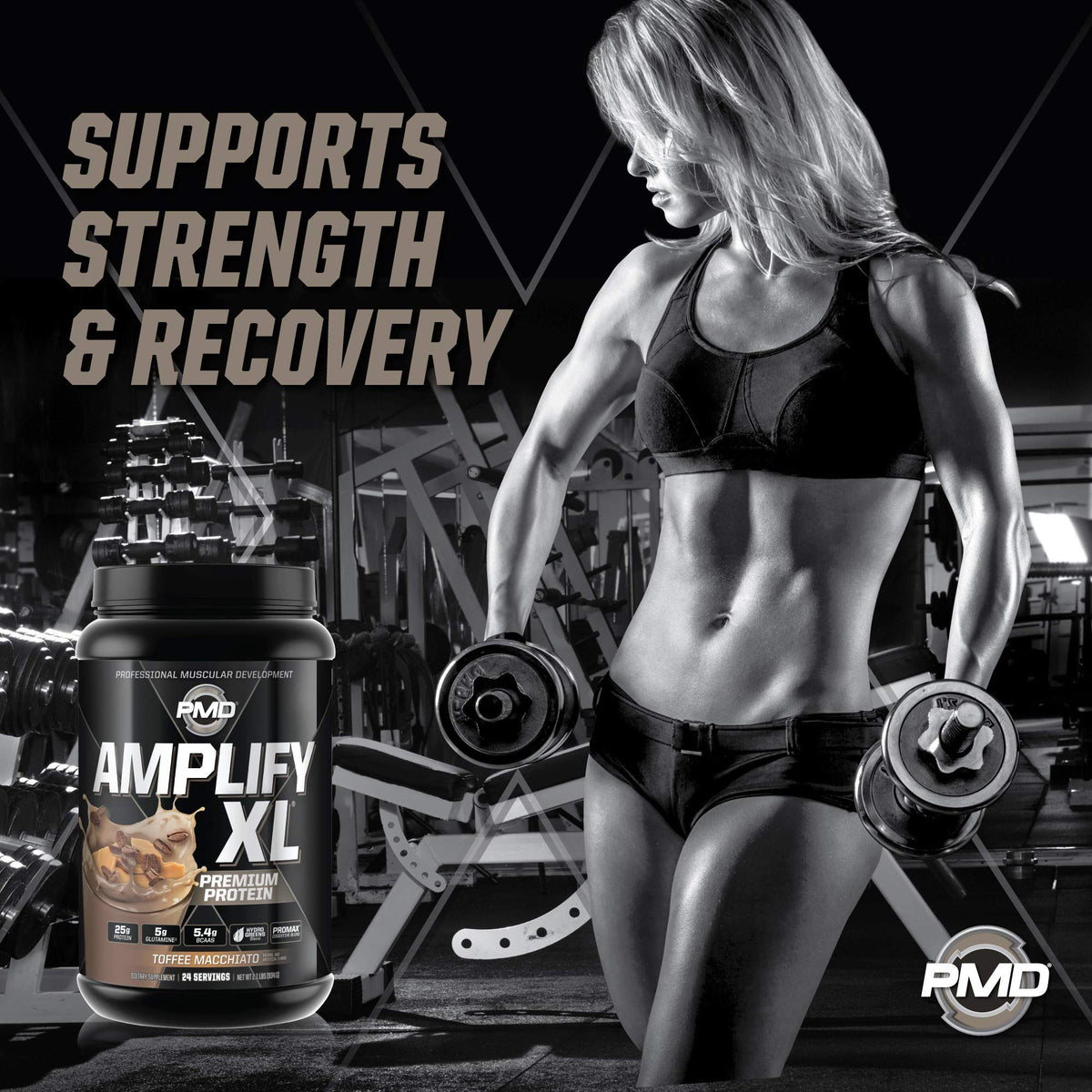 PMD Sports Amplify XL Whey Protein Hydro Greens Blend