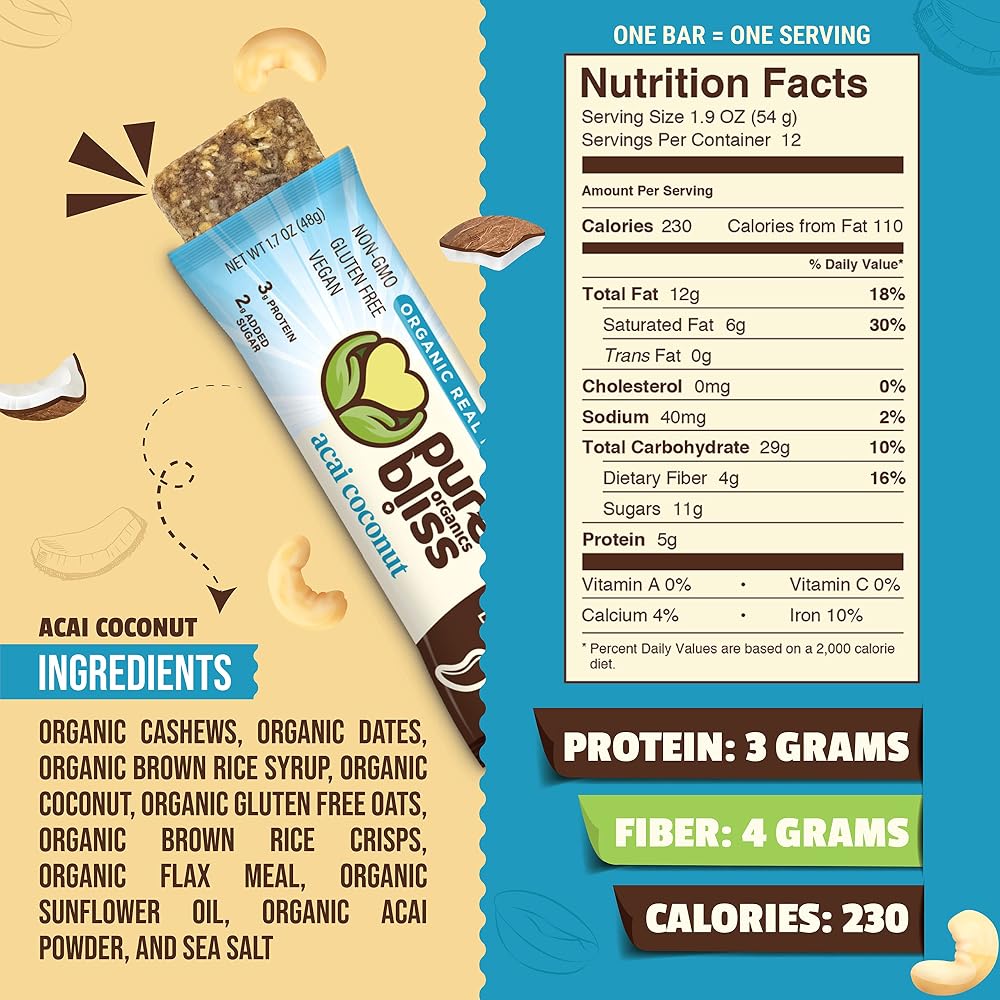 Pure Bliss Organics Acai Coconut Real Food Bar - 12 Pack - image 3