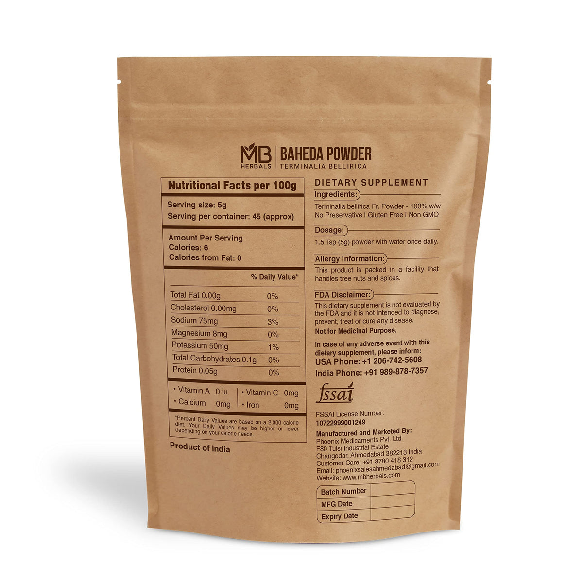 MB Herbals Baheda Powder - 227g - image 2