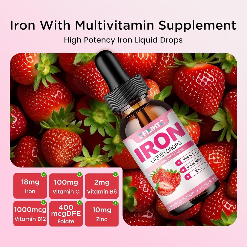 CFILIHTC Liquid Iron Supplement for Women Men & Kids Multivitamin
