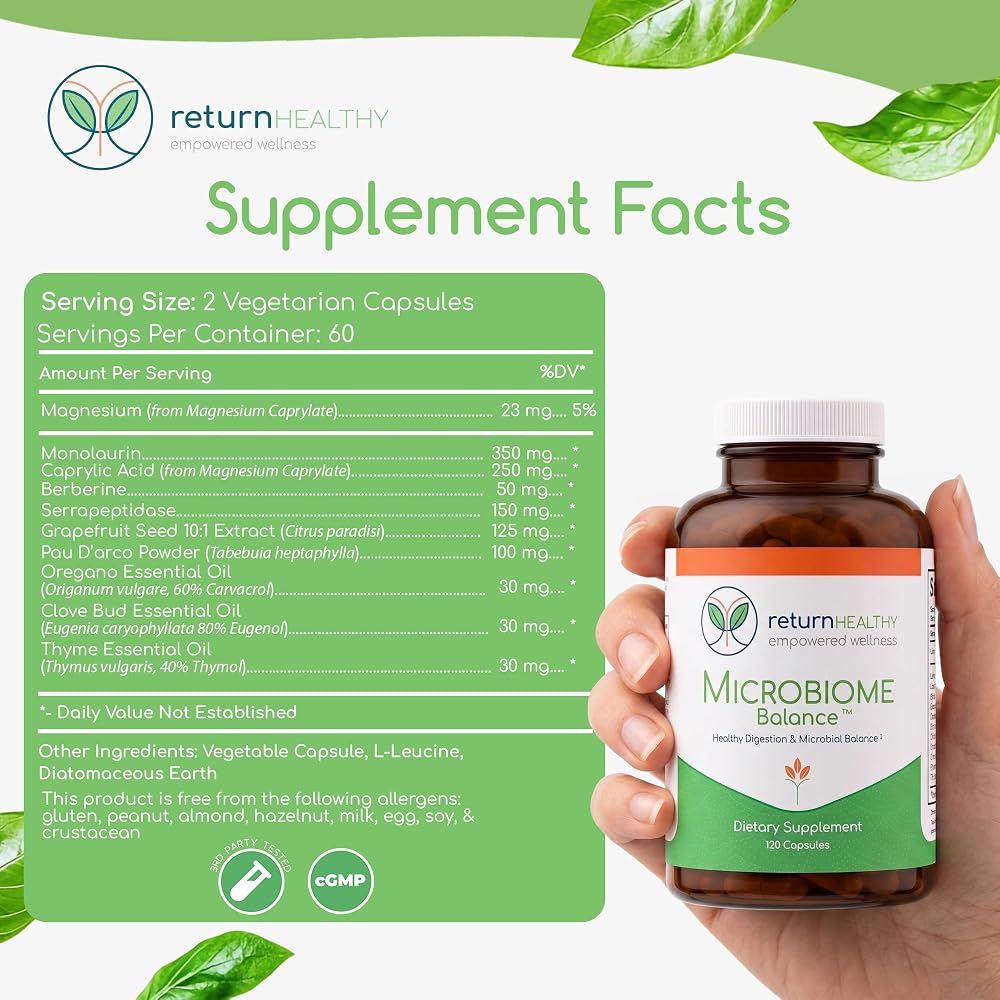 Return Healthy Microbiome Balance 350mg Monolaurin - 120 Capsules - image 8
