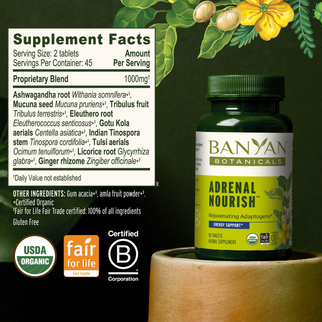 Banyan Botanicals Organic Adrenal Nourish Stress Relief - 90 Tablets - image 3