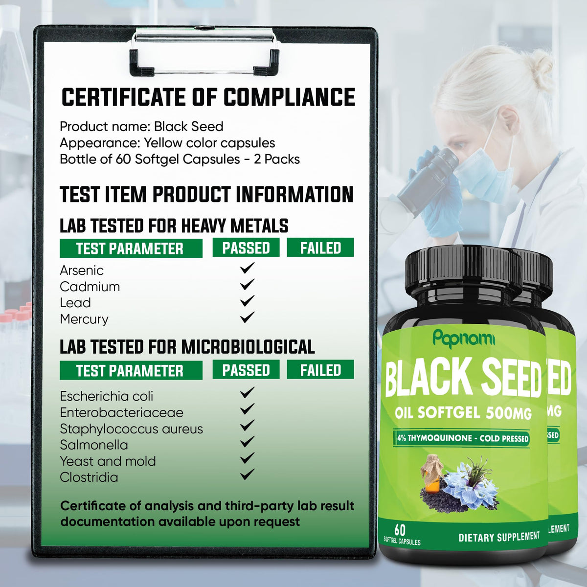 Papnami Black Seed Oil Softgels 500mg - 120 Capsules - image 7