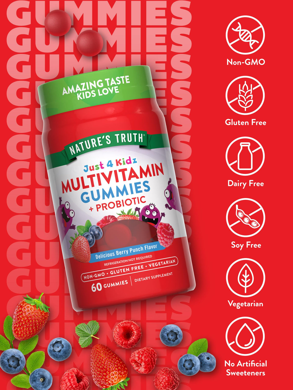 Nature's Truth Kids Multivitamin Gummies with Probiotics - 60 Count - image 3