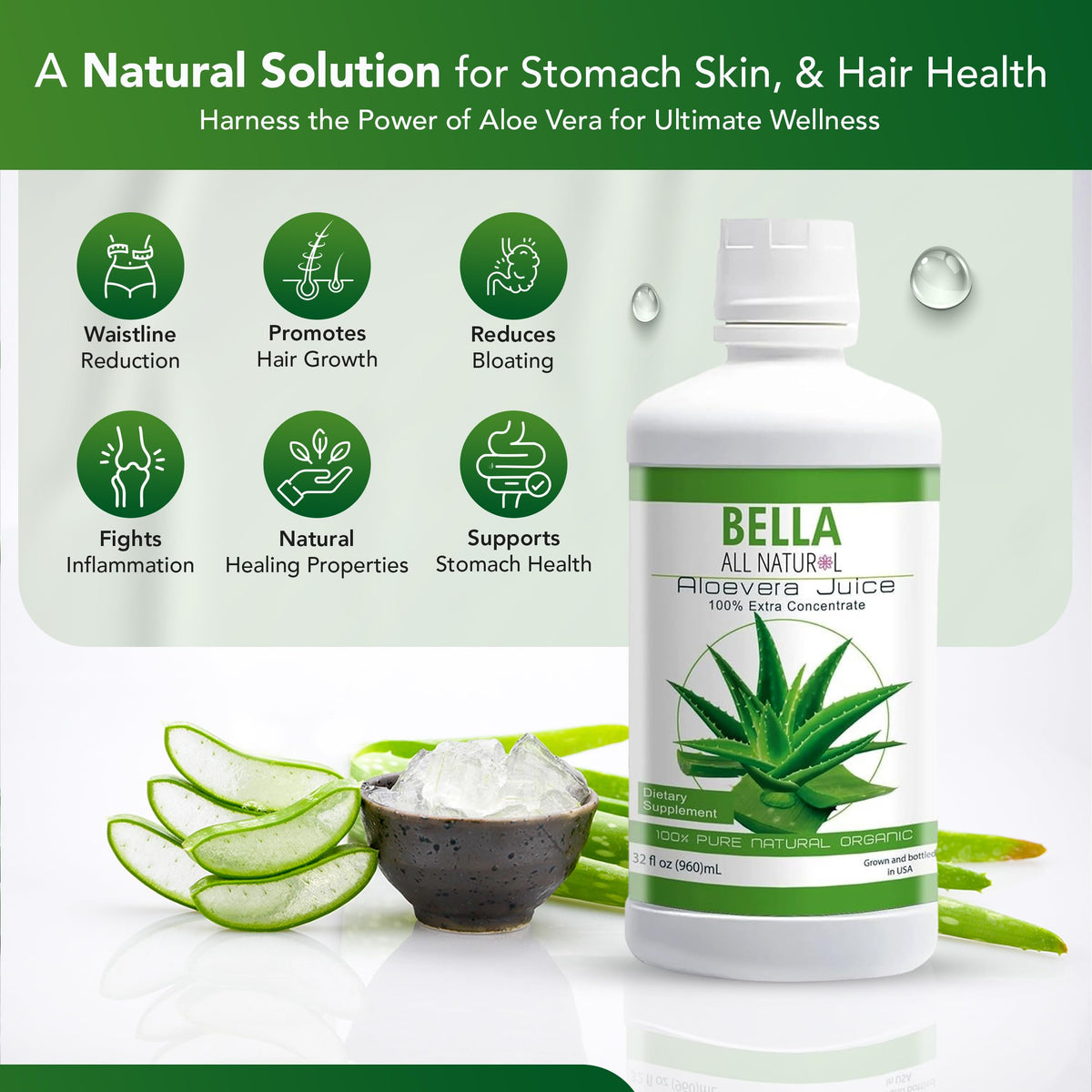 Bella All Natural Aloe Vera Juice 32 Fl Oz - Organic - image 3