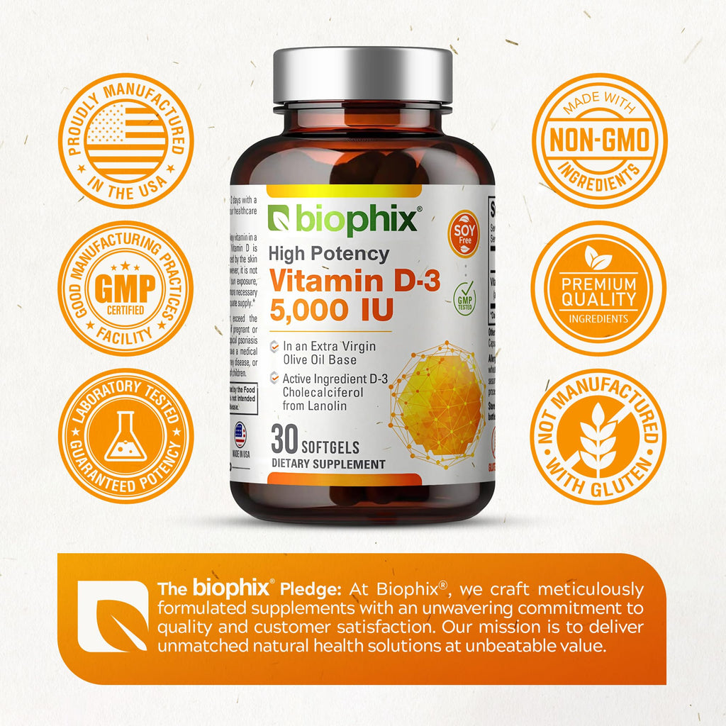 biophix Vitamin D3 5000 IU Softgels - 30 Count - image 7