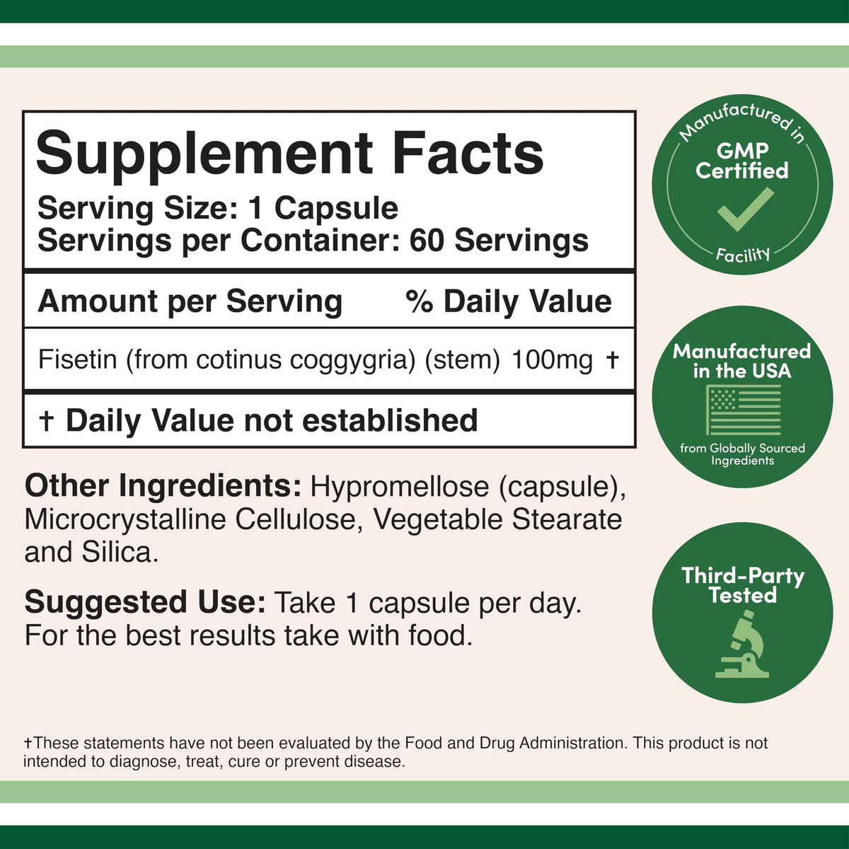 Double Wood Supplements Fisetin 100mg Senolytic Flavonoid - 60 Capsules - image 2