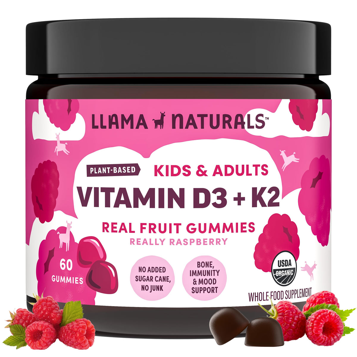Llama Naturals Vitamin D3 Vegan Gummies Immune Support - 60 Gummies