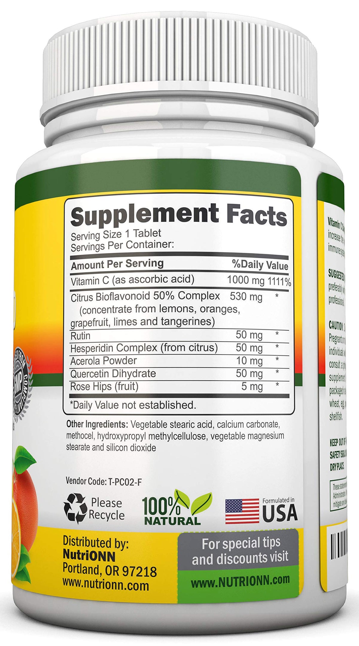 NutriONN Vitamin C Complex 1000 mg Immune Support - 180 Tablets - image 2